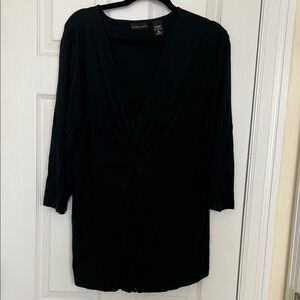 New York & Company Black V-Neck Blouse - XL